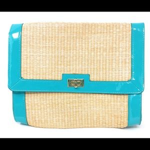 H&M Clutch Purse Straw Material & Turquoise